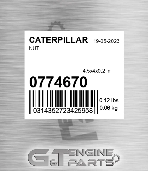 077-4670 Nut for CATERPILLAR