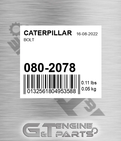 080-2078 Bolt for CATERPILLAR