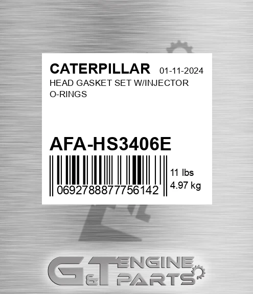 AFA-HS3406E Head Gasket Set W/injector O-rings