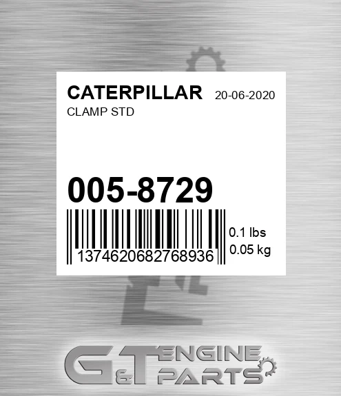 005-8729 Clamp Std for CATERPILLAR