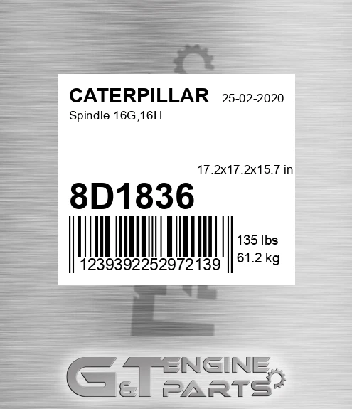 8D1836 Spindle 16g,16h