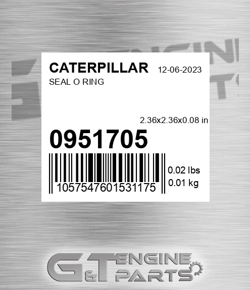 0951705 Seal O Ring for CATERPILLAR
