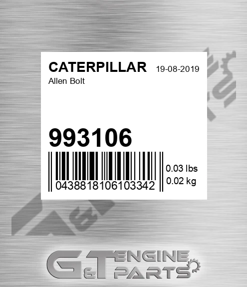 993106 CATERPILLAR Allen Bolt