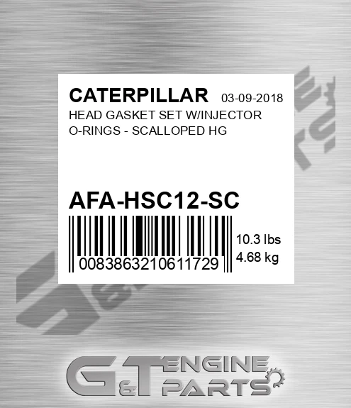 AFA-HSC12-SC Head Gasket Set W/injector O-rings - Scalloped Hg