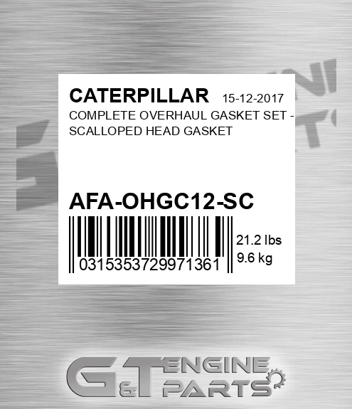 AFA-OHGC12-SC Complete Overhaul Gasket Set - Scalloped Head Gasket