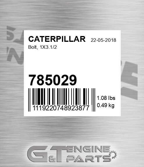 785029 Bolt, 1x3.1/2