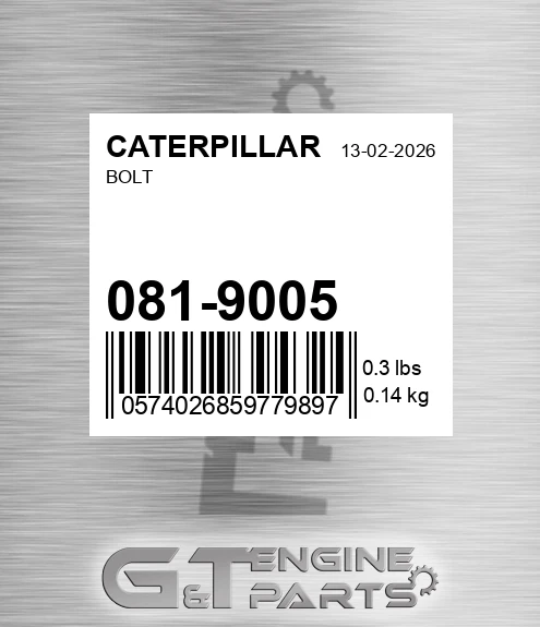 081-9005 Bolt for CATERPILLAR