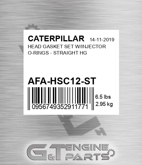 AFA-HSC12-ST Head Gasket Set W/injector O-rings - Straight Hg