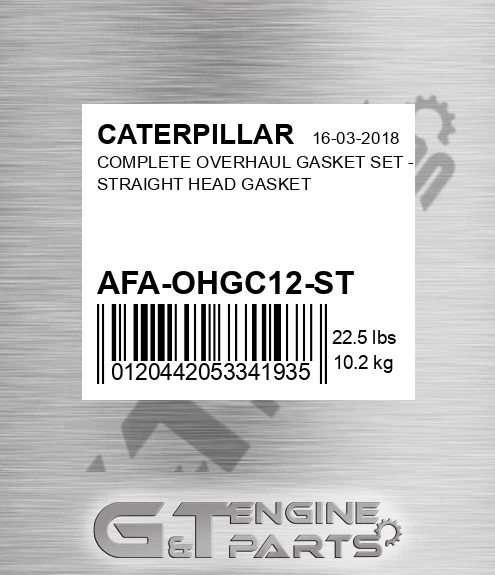 AFA-OHGC12-ST Complete Overhaul Gasket Set - Straight Head Gasket