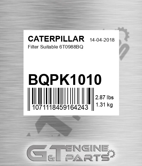 BQPK1010 Filter Suitable 6t0988bq for CATERPILLAR