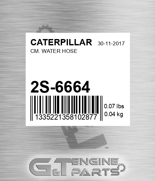 2S-6664 Cm. Water Hose for CATERPILLAR
