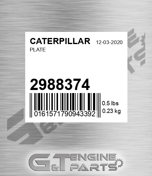 298-8374 Plate for CATERPILLAR