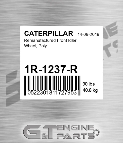 1R-1237-R Remanufactured Front Idler Wheel, Poly for CATERPILLAR