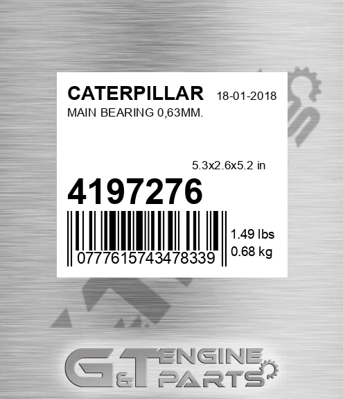 419-7276 Main Bearing 0,63mm.