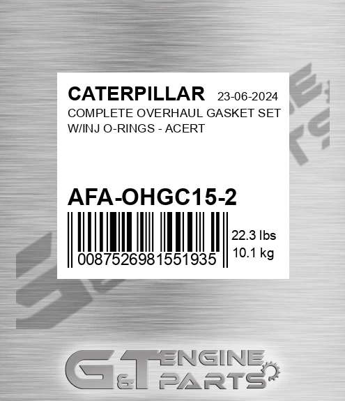 AFA-OHGC15-2 Complete Overhaul Gasket Set W/inj O-rings - Acert