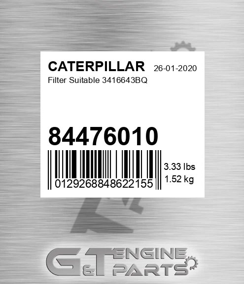 84476010 Filter Suitable 3416643bq