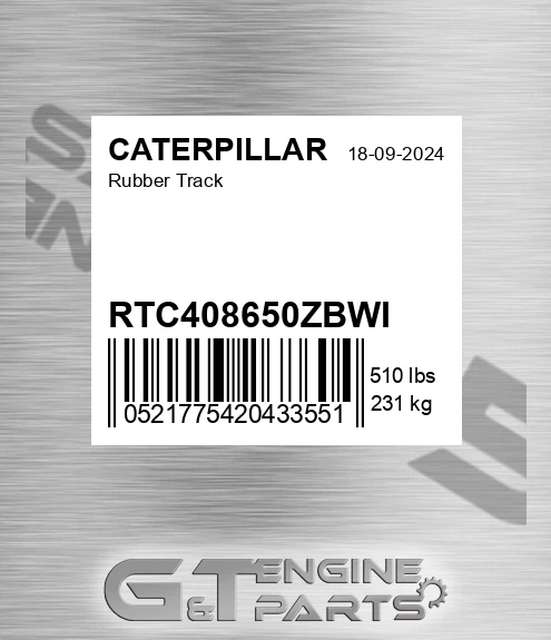 RTC408650ZBWI Rubber Track for CATERPILLAR