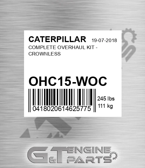 OHC15-WOC Complete Overhaul Kit - Crownless