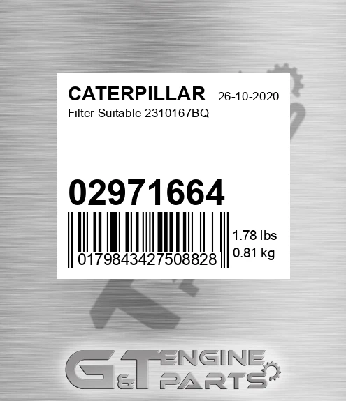 02971664 Filter Suitable 2310167bq