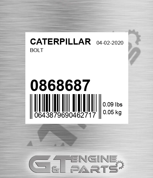 086-8687 Bolt for CATERPILLAR