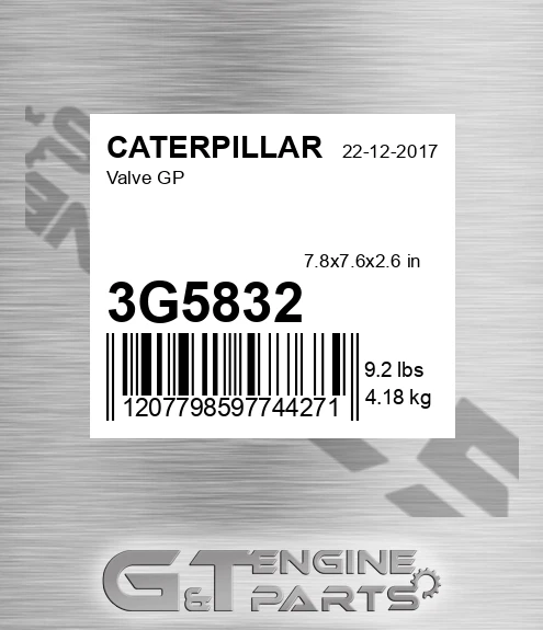 3G5832 Valve Gp for CATERPILLAR