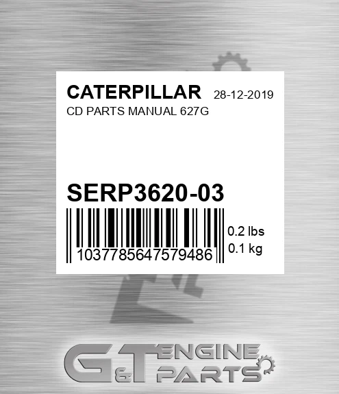 SERP3620-03 Cd Parts Manual 627g for CATERPILLAR