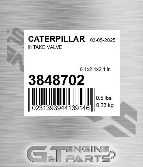 384-8702 Intake Valve