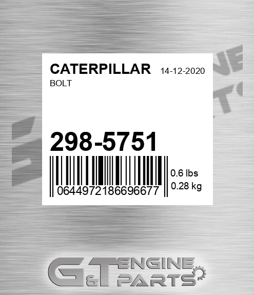 298-5751 Bolt for CATERPILLAR