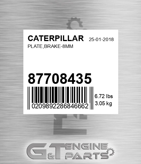 87708435 Plate,brake-8mm