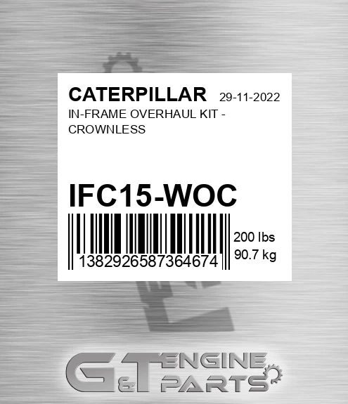 IFC15-WOC In-frame Overhaul Kit - Crownless