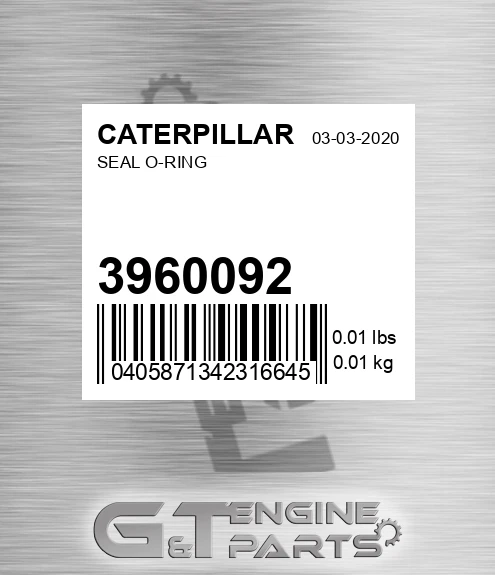 396-0092 Seal O-ring for CATERPILLAR