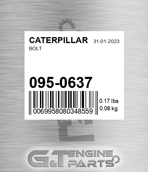 095-0637 Bolt for CATERPILLAR