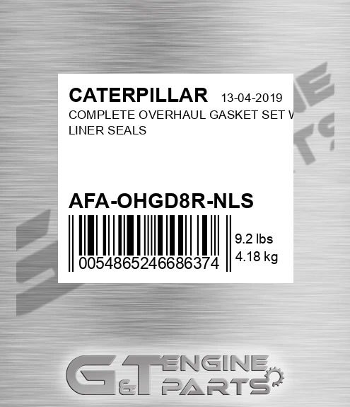 AFA-OHGD8R-NLS Complete Overhaul Gasket Set W/o Liner Seals