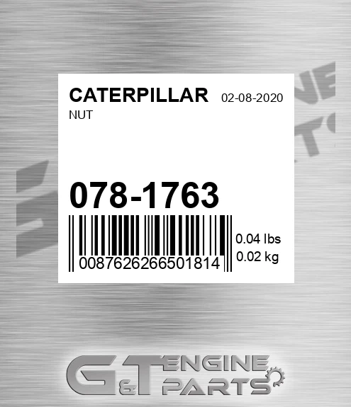 078-1763 Nut for CATERPILLAR