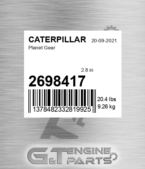 2698417 Planet Gear for CATERPILLAR