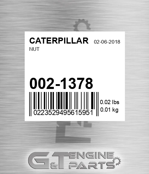 002-1378 Nut for CATERPILLAR