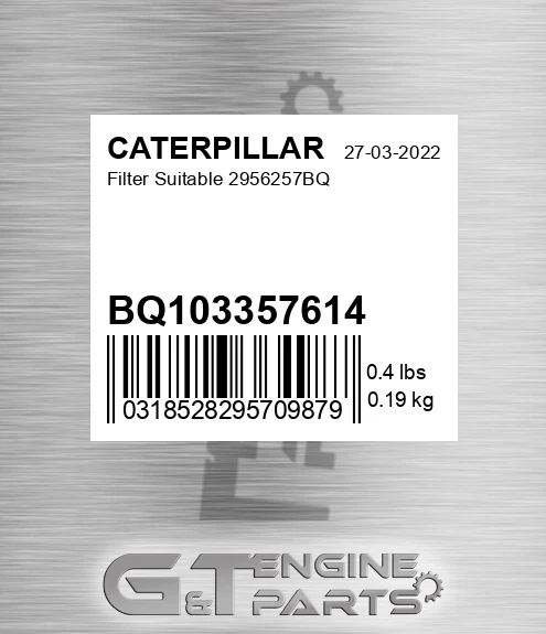 BQ103357614 Filter Suitable 2956257bq for CATERPILLAR