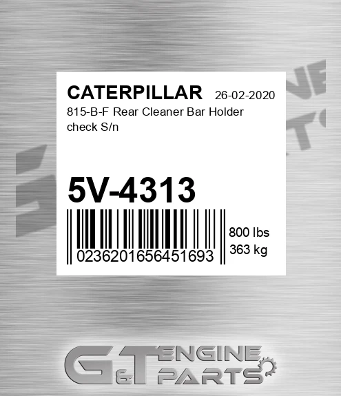 5V-4313 815-b-f Rear Cleaner Bar Holder Check S/n for CATERPILLAR