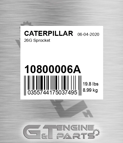 10800006A 26g Sprocket for CATERPILLAR