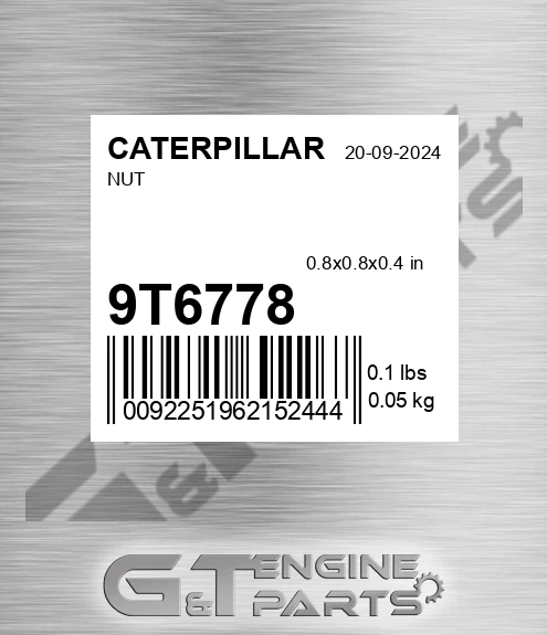 9T-6778 Nut for CATERPILLAR