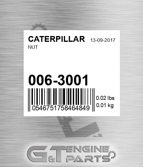 006-3001 Nut for CATERPILLAR