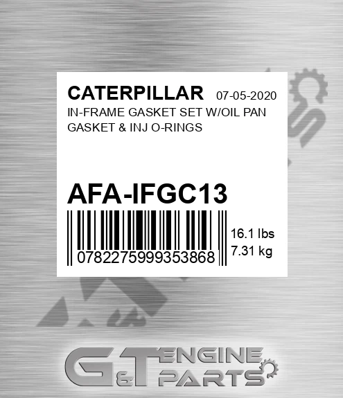 AFA-IFGC13 In-frame Gasket Set W/oil Pan Gasket & Inj O-rings