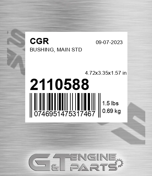 2110588 CGR Bushing, Main Std