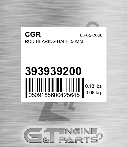 393939200 CGR Rod Bearing Half .50mm