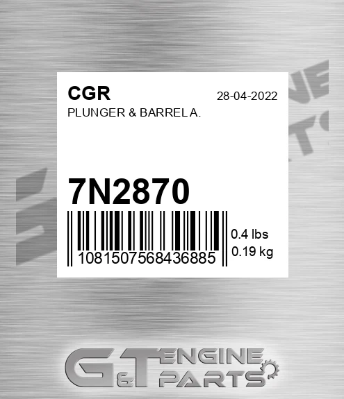 7N2870 CGR Plunger & Barrel A.
