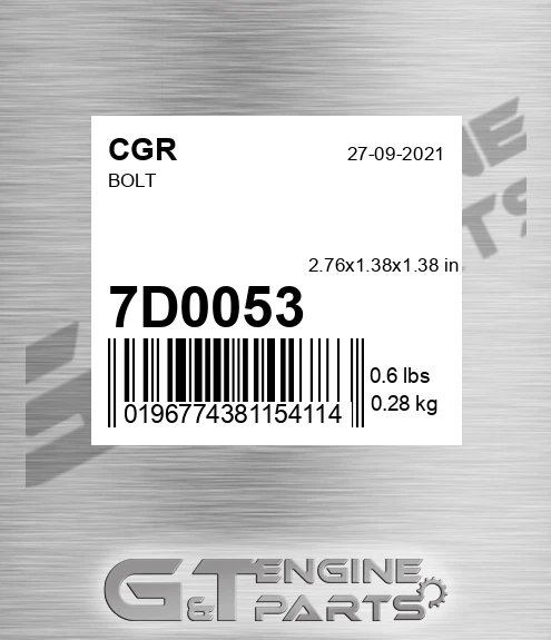 7D0053 CGR Bolt