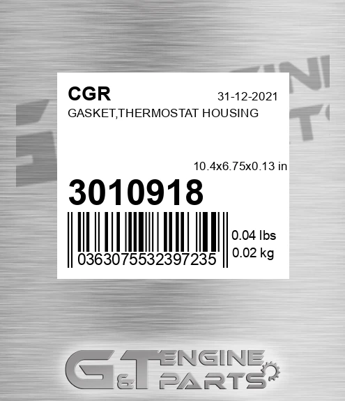 3010918 CGR Gasket,thermostat Housing