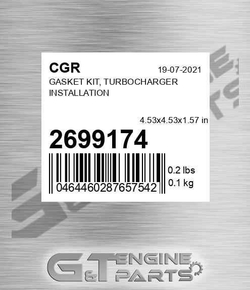 2699174 CGR Gasket Kit, Turbocharger Installation