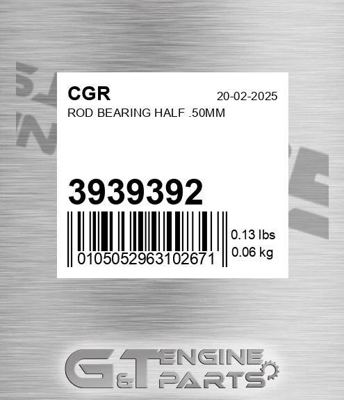 3939392 Rod Bearing Half .50mm