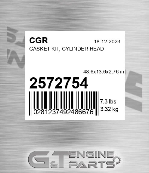 2572754 CGR Gasket Kit, Cylinder Head